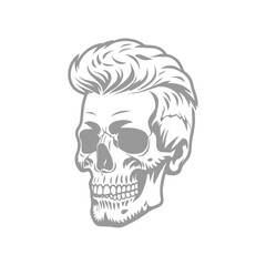 Skull with classic hairstyle Design Illustration