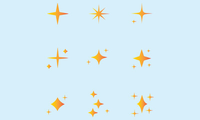Icon Set of Sparkles and Stars on White Background