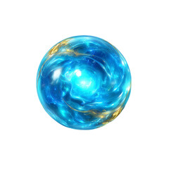 Luminous Blue Energy Orb Abstract 3D Rendering of a Glowing Sphere with Golden Veins
