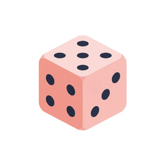 Pink dice with black dots in isometric illustration style