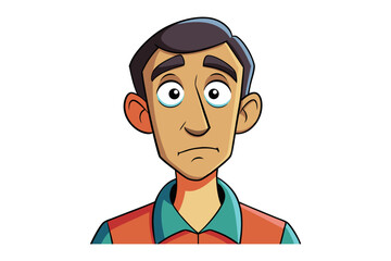 Worried Cartoon: A close-up view of a man with a distressed expression, conveying a sense of unease and apprehension, perfect for illustrating concern.