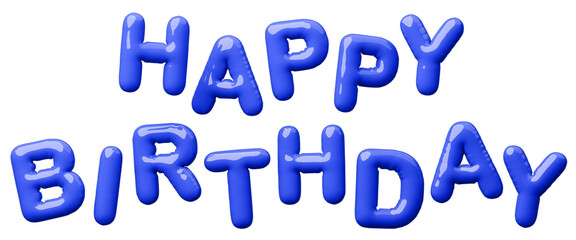 3D画像_風船_HAPPY BIRTHDAY_青