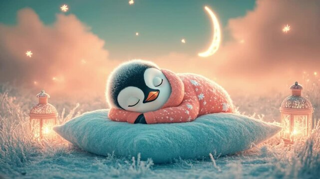 Seamless loop Baby lullaby animal breathing Animation