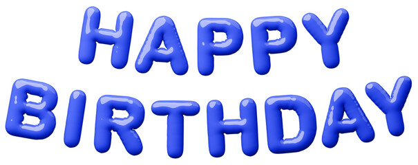 3D画像_風船_HAPPY BIRTHDAY_青