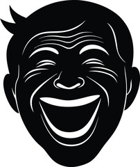 Happy Laughing Face Silhouette Style