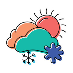 Weather forecast icon with sun and cloud vector illustration design symbol for nature and sky forecast season weather sign