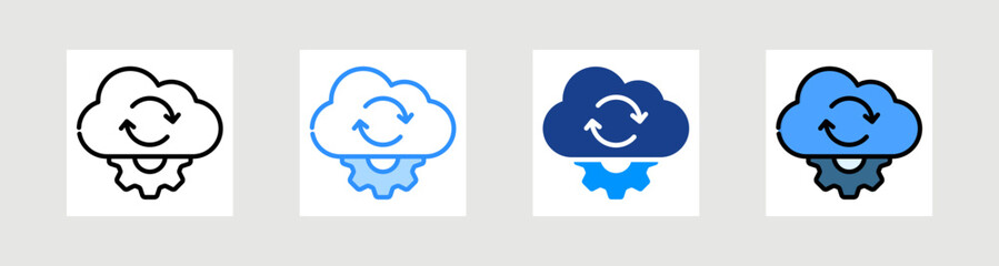 Cloud Processing Icon Collection Set Multiple Style