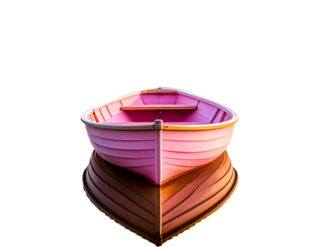 Small Pink Boat Floating on Soft Pastel Lake at Dawn  Transparent PNG