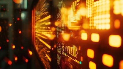 A glowing wall of data streams.