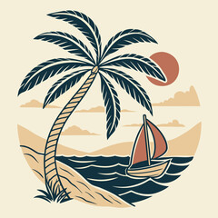 vector illustration of a tropical beach