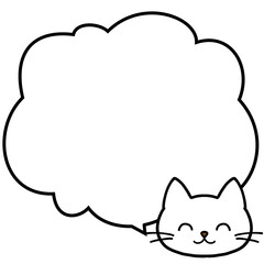 ニッコリ笑う白猫とモクモク吹き出し