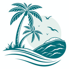 vector illustration of a tropical island