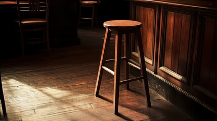 Empty bar stool in dimly lit interior bar