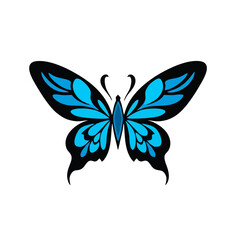 Tribal Blue Butterfly Logo, Smooth Curves and Sharp Edges