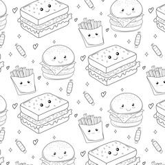 Food packaging, Fast food funny images of characters in the form of food, background with food