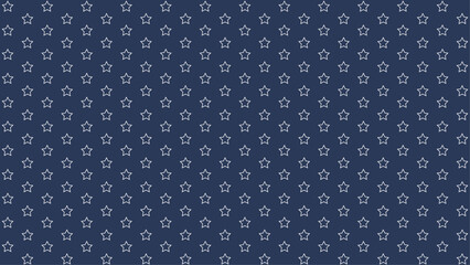 Seamless navy blue star outline pattern background. Minimal white stars on dark blue backdrop, perfect for night sky themes, kids designs, wrapping paper, wallpaper, or fabric prints.