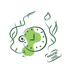 Vector illustration of clock in doodle style. Vector logo of clock in doodle style. Kitchen utensils.
