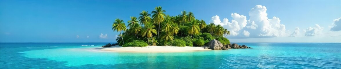 Secluded Tropical Island Paradise Untouched White Sand Beach, Turquoise Waters, Lush Vegetation ? Perfect for Relaxation, Escape, and Adventure Travel