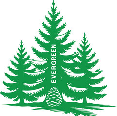 Vibrant Evergreen Trees with Pinecone and Bold Text, Forest Illustration with a Strong Natural Theme and Eco-Conscious Design