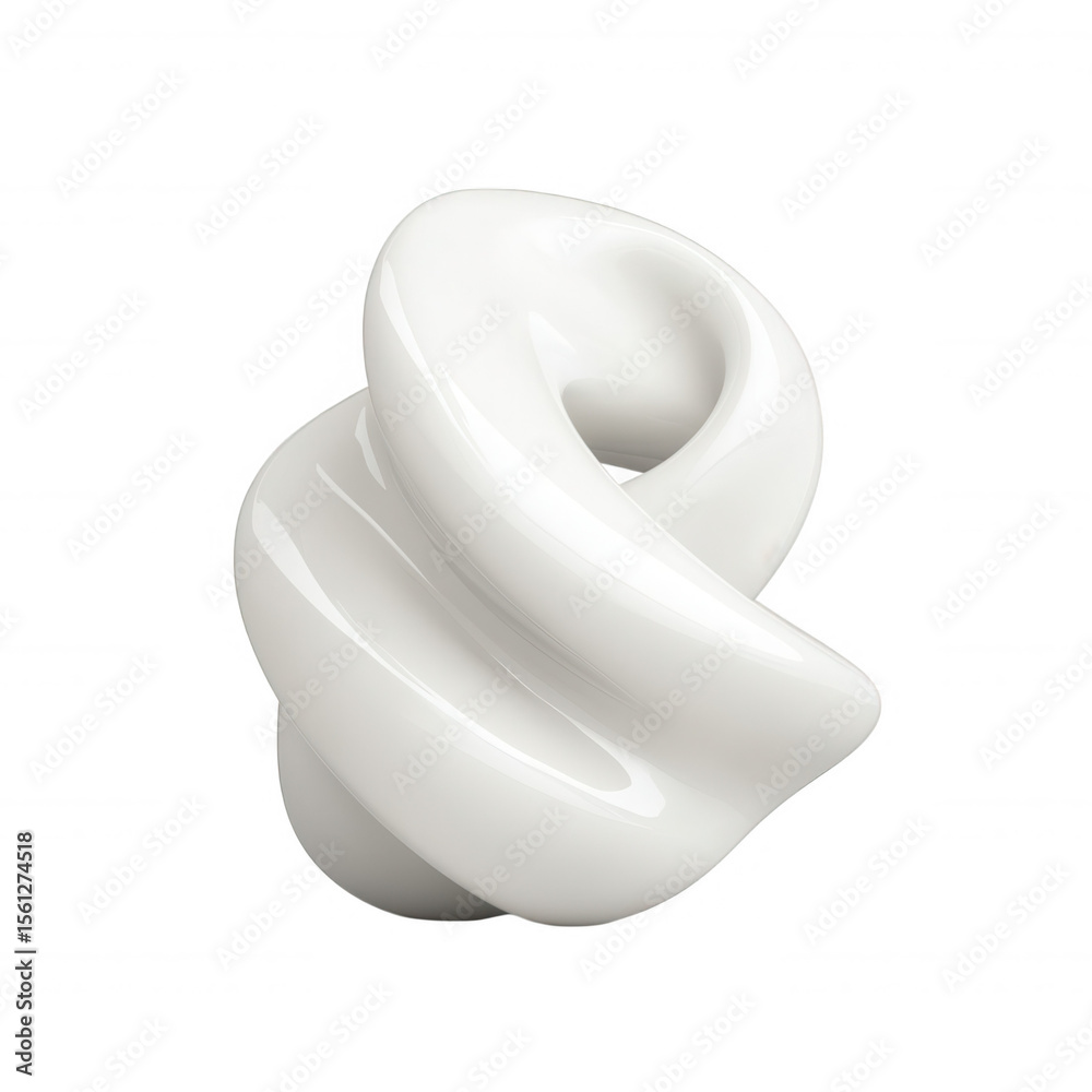 Fototapete curved white 3d geometric icon featuring interlocking abstract elements, rendered on transparent bac