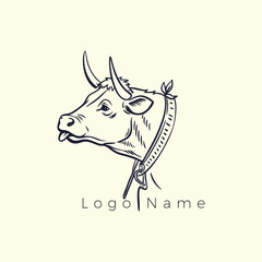 Bull Head Logo with Circle Frame