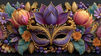 Luxury mardi gras mask and beads high resolution photo