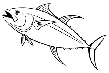 Obraz premium Simple Line Art of Tuna Fish for Coastal Kitchen Wall Decor