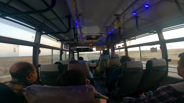 POV of a Tourist Enjoying Scenic Bus Journey to Rann of Kutch for the Colorful Rann Utsav