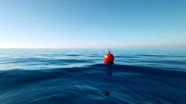 Red Buoy Floating On Calm Ocean Water