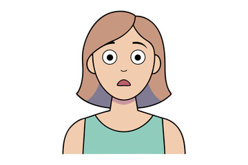 Surprised Expression: A digitally crafted illustration captures a woman's wide-eyed look of bewilderment, showcasing a moment of surprise with vibrant colors and a clean, uncluttered design.