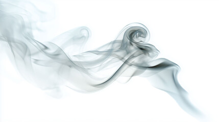 Gentle incense smoke rising gracefully on a pure white background, peaceful
