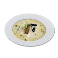 Creamy Mussel Soup isolated on transparency background