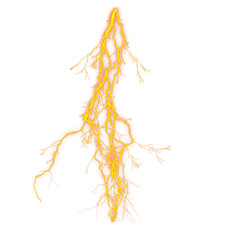 Electrifying Yellow Lightning A Dramatic Display of Nature's Power Against a Transparent Backdrop Ideal for Adding Impact to Your Creative Projects