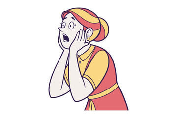 Surprised Woman Illustration: A hand-drawn illustration of a woman, eyes wide and mouth agape, captures the shock of an unforeseen situation. Capturing the pure moment of disbelief and startlement.