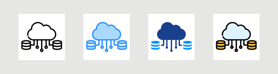 Cloud Computing Icon Collection Set Multiple Style