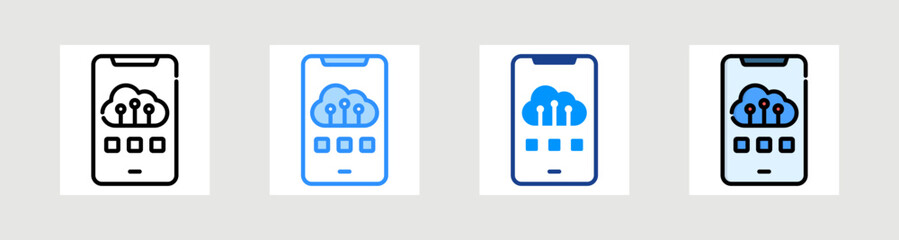 Mobile Cloud Icon Collection Set Multiple Style