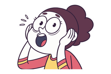 Astonished Expression: A surprised individual with wide eyes and an open mouth, expressing shock and disbelief in a minimalist illustration.