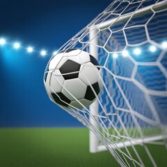 Naklejka premium soccer ball in goal net
