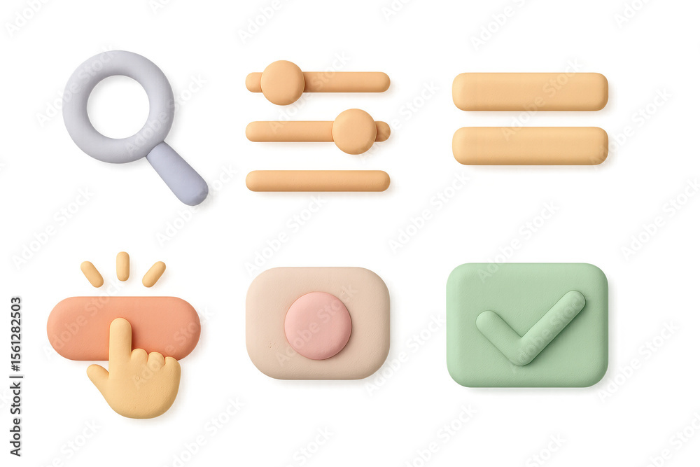 Poster pastel ui icon grid illustration: simple compose buttons for modern interface design