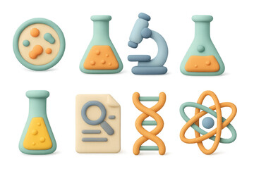 Flat style scientific icons illustration for educational and design projects