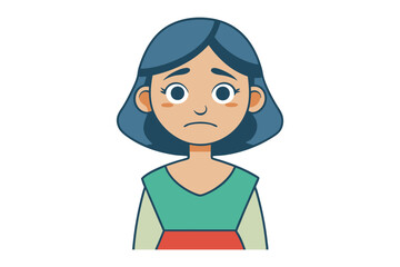 Sadness Personified: A simple yet emotive illustration of a young woman conveying the depths of sadness, offering a powerful visual representation of dejection and grief.