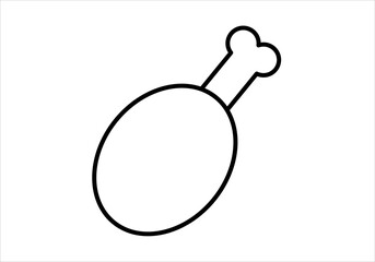 Icono negro de muslo de pollo en fondo blanco