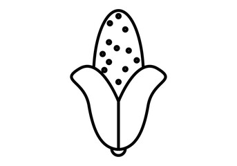 Icono negro de mazorca de maíz en fondo blanco