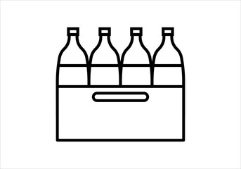 Icono negro de caja de botellas en fondo blanco