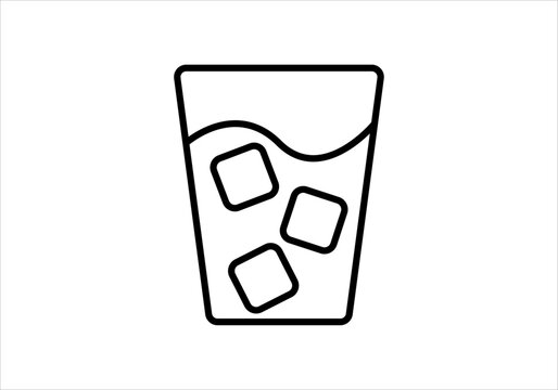Icono negro de vaso con hielos 