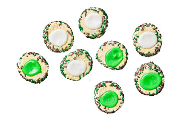 set of green glass buttons