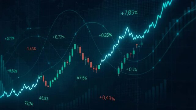 A close-up view of an abstract financial chart, showcasing upward trends in data visualization. Perfect representation of growth, analysis, and market dynamics in digital finance.
