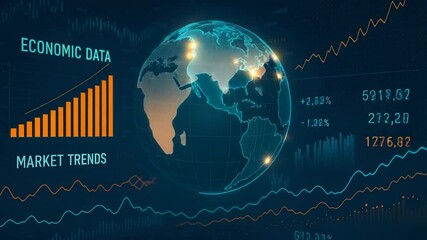 This image showcases global economic data visualization with market trends represented through graphs and charts, emphasizing financial growth and analytics. - Powered by Adobe