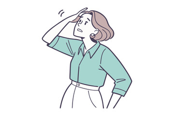 Concerned Contemplation: A woman's sketch, capturing her moment of concern and contemplation. A study in quiet reflection.