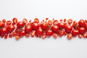 Fresh, ripe tomatoes arranged in vibrant line, showcasing natura